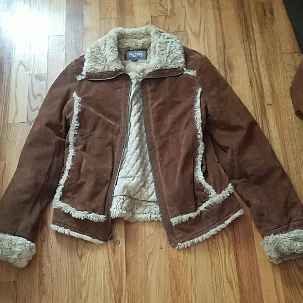 Leather Jacket with Faux Fur
